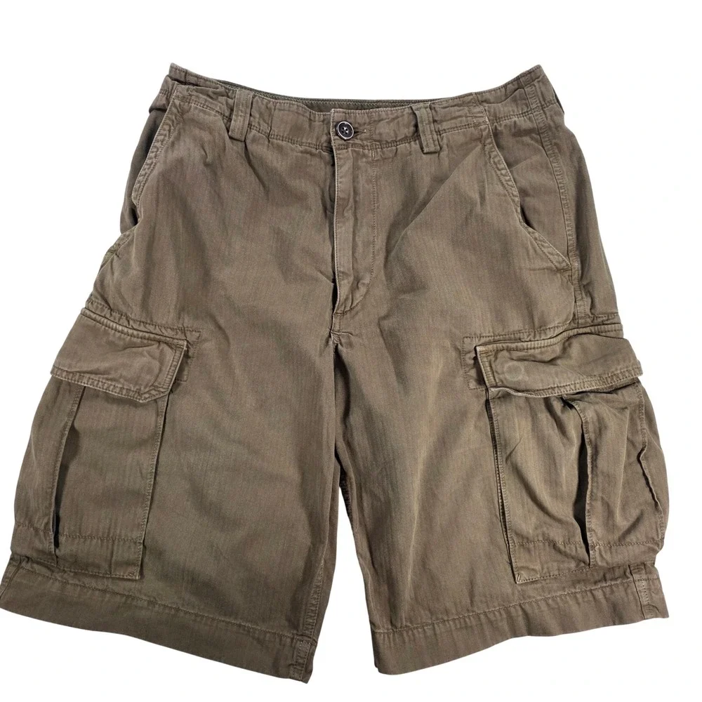 Banana Republic Garment Dye Relaxed Fit Cargo Shorts Brown 32 Mens Utility